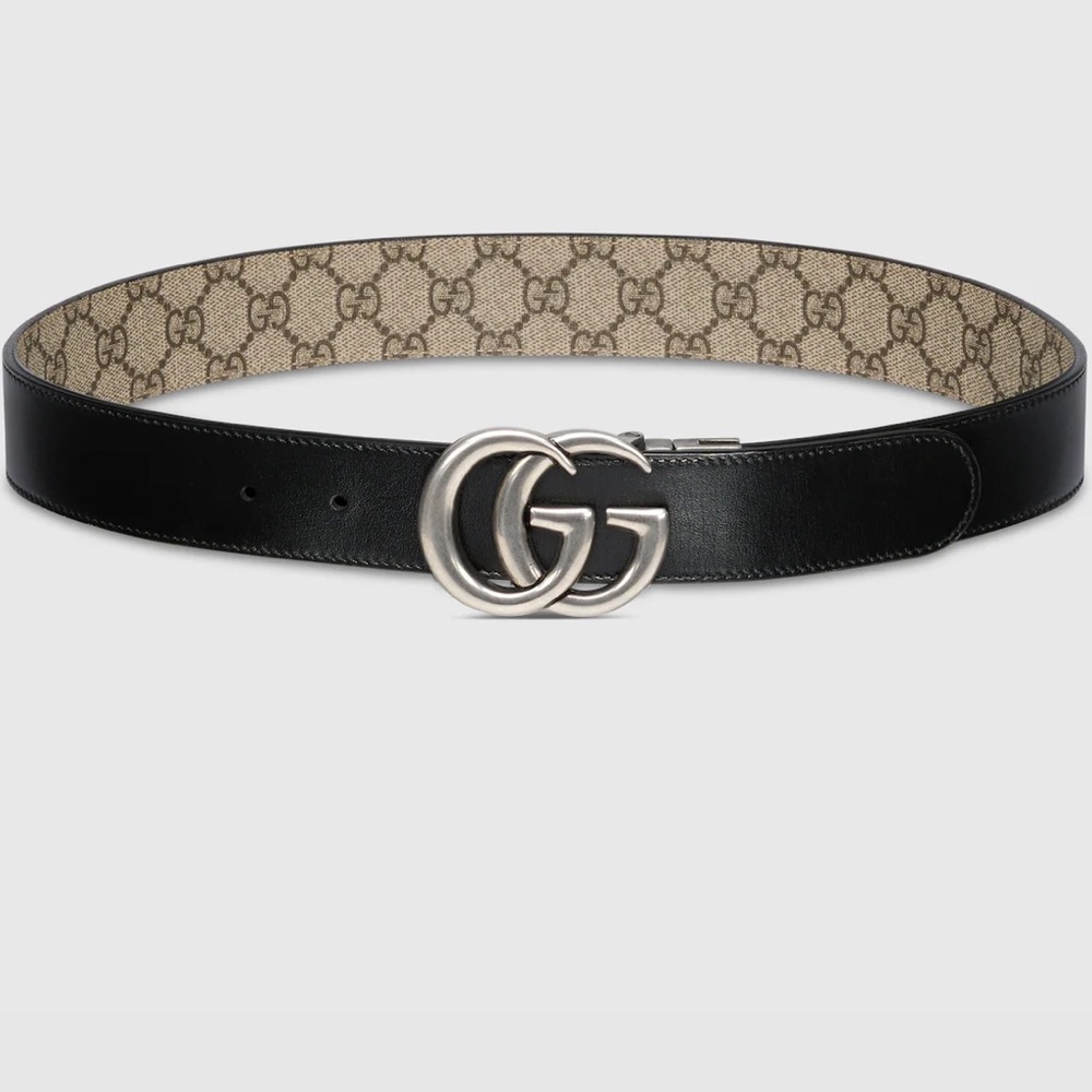 [Sold] NWT Gucci Reversible Black and Beige GG Marmont Belt